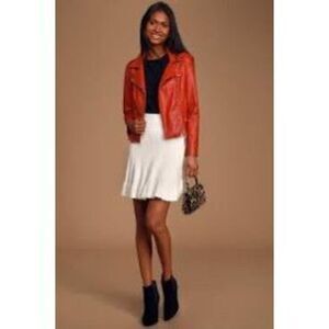 Free people solid gold rib knit mini skirt in ivory‎ size medium